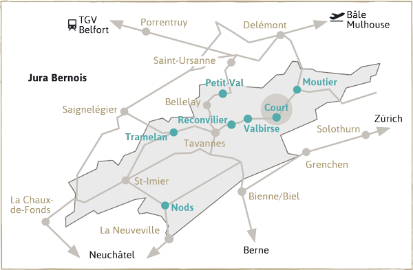 Map Jura Bernois détaillée